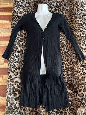 NYC Black Long Ribbed Cardigan Sweater